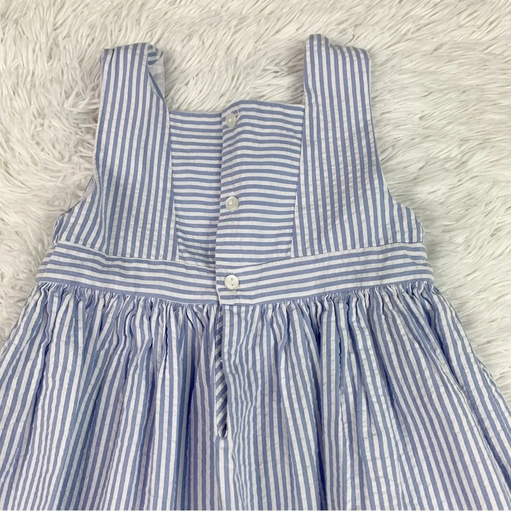 EdgeHill collection sleeveless square neck striped‎ seersucker embroidered dress